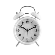Load image into Gallery viewer, Topkey 4” Twin Bell Alarm Clock Non-ticking Bedside Table Travel Clock Vintage Alarm Clock With Nightlight and Loud Alarm, Battery Operated (Not Included)