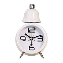 Load image into Gallery viewer, Topkey Alarm Clock 3 Inch Non Ticking Metal Travel Clock Battery Operated Bedside Loud Alarm Clock With Nightlight (Battery Not Included) - Black