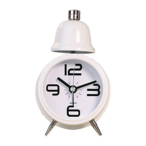 Topkey Alarm Clock 3 Inch Non Ticking Metal Travel Clock Battery Operated Bedside Loud Alarm Clock With Nightlight (Battery Not Included) - Black