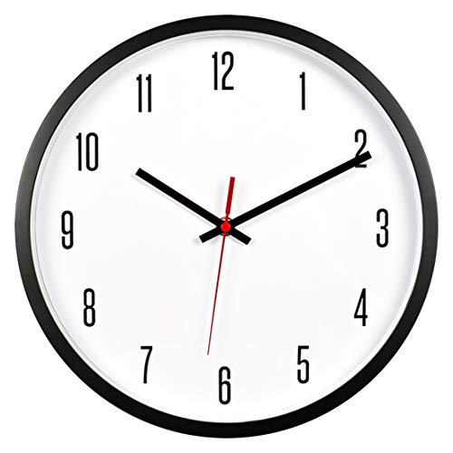 Topkey 12 Inch Wall Clock Silent Non-ticking Modern Round Wall Clocks for Living Room Kitchen Bedroom Home Office (Battery Not Included) Arabic Numerals