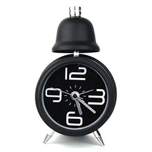 Load image into Gallery viewer, Topkey Alarm Clock 3 Inch Non Ticking Metal Travel Clock Battery Operated Bedside Loud Alarm Clock With Nightlight (Battery Not Included) - Black
