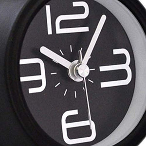 Topkey Alarm Clock 3 Inch Non Ticking Metal Travel Clock Battery Operated Bedside Loud Alarm Clock With Nightlight (Battery Not Included) - Black