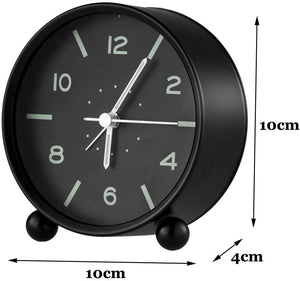 Topkey Alarm Clock Small Cute Silent Table Bedside Round Alarm Clock (Battery Not Included) Black