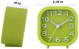 Topkey Travel Alarm Clock Candy Color Small Non Ticking Desk Clock with Light, Battery Operated (Not Included) - Black