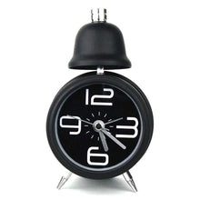 Load image into Gallery viewer, Topkey Alarm Clock 3 Inch Non Ticking Metal Travel Clock Battery Operated Bedside Loud Alarm Clock With Nightlight (Battery Not Included) - Black