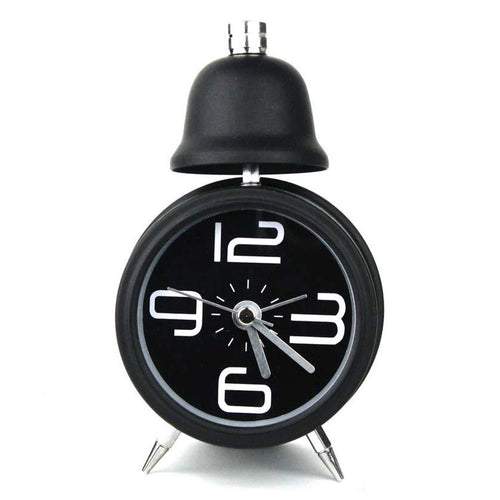 Topkey Alarm Clock 3 Inch Non Ticking Metal Travel Clock Battery Operated Bedside Loud Alarm Clock With Nightlight (Battery Not Included) - Black