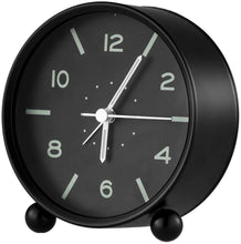 Load image into Gallery viewer, Topkey Alarm Clock Small Cute Silent Table Bedside Round Alarm Clock (Battery Not Included) Black