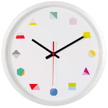 Load image into Gallery viewer, Topkey Wall Clock 12 Inch Silent Non Ticking Geometric Numbers Modern Clock for Living Room Bedroom Kitchen Kids Room - White
