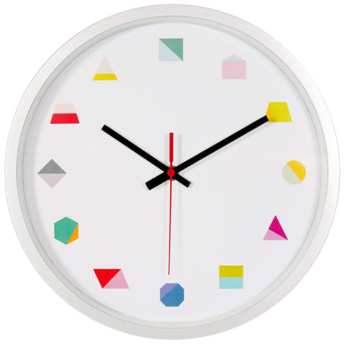 Topkey Wall Clock 12 Inch Silent Non Ticking Geometric Numbers Modern Clock for Living Room Bedroom Kitchen Kids Room - White