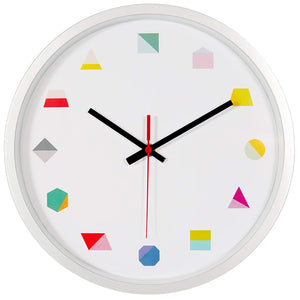 Topkey Wall Clock 12 Inch Silent Non Ticking Geometric Numbers Modern Clock for Living Room Bedroom Kitchen Kids Room - White