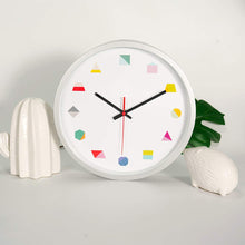 Load image into Gallery viewer, Topkey Wall Clock 12 Inch Silent Non Ticking Geometric Numbers Modern Clock for Living Room Bedroom Kitchen Kids Room - White
