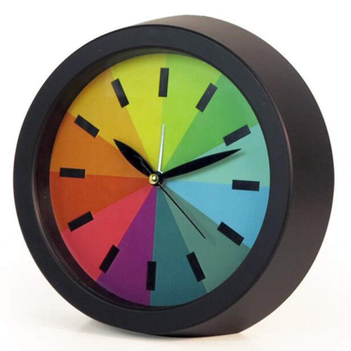 Topkey Alarm Clock 7 Inch Bedside Silent Cute Rainbow Desk Clock for Kids Boys Girls (Round)