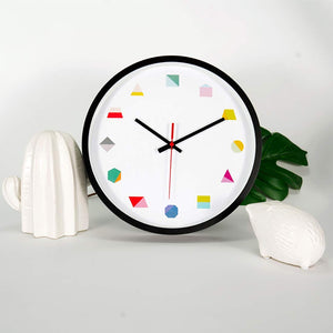 Topkey Wall Clock 12 Inch Silent Non Ticking Geometric Numbers Modern Clock for Living Room Bedroom Kitchen Kids Room - Black