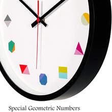 Load image into Gallery viewer, Topkey Wall Clock 12 Inch Silent Non Ticking Geometric Numbers Modern Clock for Living Room Bedroom Kitchen Kids Room - Black