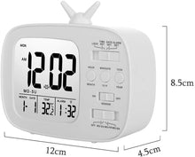 Load image into Gallery viewer, Topkey LED Digital Alarm Clock Bedside Desk Electronic Clock with 3 Alarms, Light, Snooze, Date, Week, Temperature (Battery Operated) - White