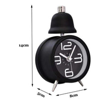 Load image into Gallery viewer, Topkey Alarm Clock 3 Inch Non Ticking Metal Travel Clock Battery Operated Bedside Loud Alarm Clock With Nightlight (Battery Not Included) - Black