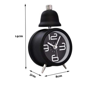 Topkey Alarm Clock 3 Inch Non Ticking Metal Travel Clock Battery Operated Bedside Loud Alarm Clock With Nightlight (Battery Not Included) - Black