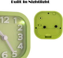 Load image into Gallery viewer, Topkey Travel Alarm Clock Candy Color Small Non Ticking Desk Clock with Light, Battery Operated (Not Included) - Black