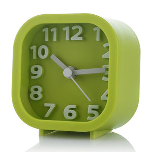 Topkey Travel Alarm Clock Candy Color Small Non Ticking Desk Clock with Light, Battery Operated (Not Included) - Black