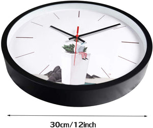 Topkey 12 Inch Wall Clock Silent Non-ticking Modern Round Wall Clocks for Living Room Kitchen Bedroom Home Office (Battery Not Included) Vase