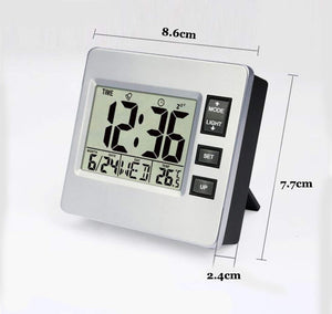 Topkey Digital Alarm Clock Small Desk LCD Clock Kitchen Timer with Temperature Date Calendar for Office Home - 8.6cm X 7.7cm