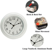 Load image into Gallery viewer, Topkey Silent Wall Clock Kitchen 9 Inch Retro Non-ticking Decorative Bedroom Office Wall Clock - White