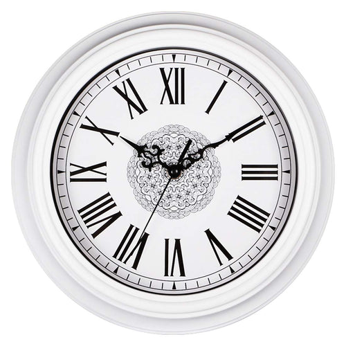 Topkey 12 Inch Wall Clock Silent Non-ticking Vintage Roman Numerals Wall Clocks for Living Room Kitchen Bedroom Home Office (Battery Not Included) - White