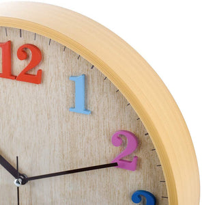 Topkey Wall Clock 12 Inch Silent Kids Colorful 3D Numbers Non Ticking Easy Read Wooden Look Wall Clock for Home Office