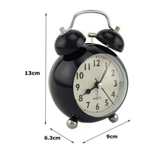 Load image into Gallery viewer, Topkey Alarm Clock 3.5 Inch Classic Metal Bedside Non Ticking Twin Bell Clock With Night Light And Loud Alarm Black