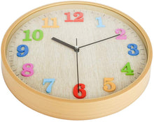 Load image into Gallery viewer, Topkey Wall Clock 12 Inch Silent Kids Colorful 3D Numbers Non Ticking Easy Read Wooden Look Wall Clock for Home Office