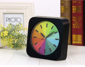Topkey Alarm Clock 7 Inch Bedside Silent Cute Rainbow Desk Clock for Kids Boys Girls (Round)