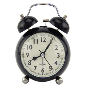 Topkey Alarm Clock 3.5 Inch Classic Metal Bedside Non Ticking Twin Bell Clock With Night Light And Loud Alarm Black