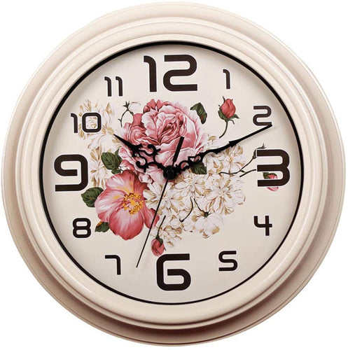 Topkey 12 Inch Wall Clock Silent Non-ticking Vintage Wall Clocks for Living Room Kitchen Bedroom Home Office (Battery Not Included) - White