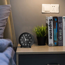 Load image into Gallery viewer, Topkey Alarm Clock Small Cute Silent Table Bedside Round Alarm Clock (Battery Not Included) Black