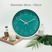 Load image into Gallery viewer, Topkey Wall Clock 12&quot; Silent Non Ticking Decorative Modern Wall Clock for Living Room, Bedroom and Kitchen - Green