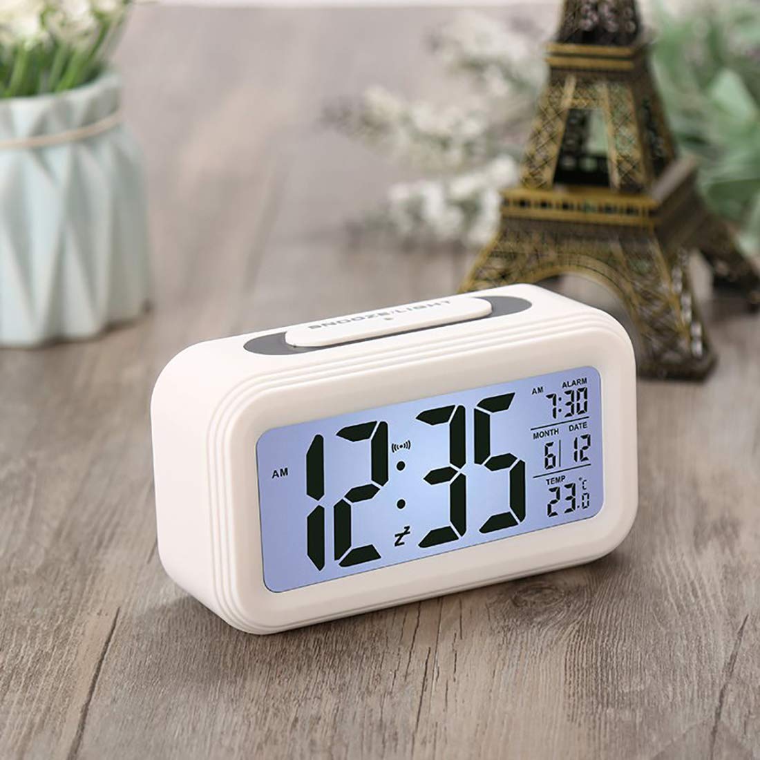 Led Display Digital Alarm Clock Battery Operated Smart Night Light