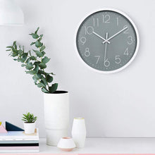 Load image into Gallery viewer, Topkey Wall Clock 12&quot; Silent Non Ticking Arabic Numeral Clock Round Decorative Wall Clock for Living Room, Bedroom, Kitchen (Battery Not Included) Grey