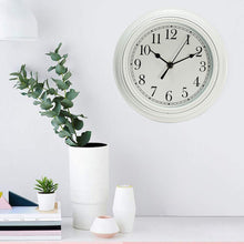 Load image into Gallery viewer, Topkey Silent Wall Clock Kitchen 9 Inch Retro Non-ticking Decorative Bedroom Office Wall Clock - White