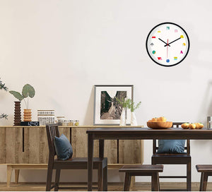 Topkey Wall Clock 12 Inch Silent Non Ticking Geometric Numbers Modern Clock for Living Room Bedroom Kitchen Kids Room - Black