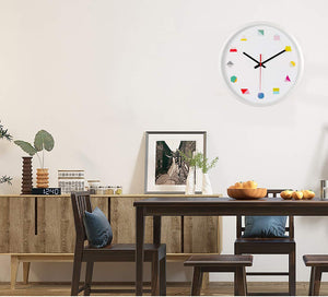 Topkey Wall Clock 12 Inch Silent Non Ticking Geometric Numbers Modern Clock for Living Room Bedroom Kitchen Kids Room - White