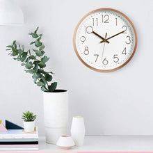 Load image into Gallery viewer, Topkey Wall Clock 12&quot; Silent Non Ticking Arabic Numeral Clock Round Decorative Wall Clock for Living Room, Bedroom, Kitchen (Battery Not Included) Rose Gold