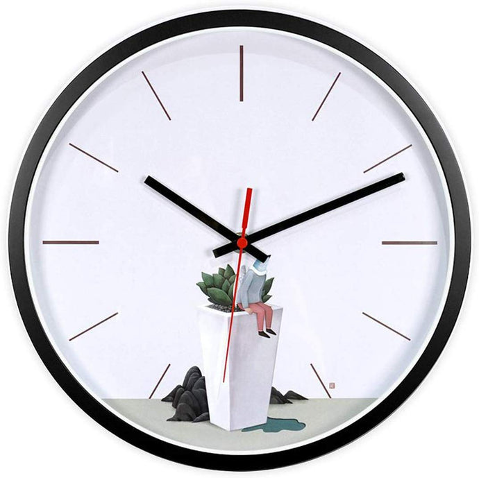 Topkey 12 Inch Wall Clock Silent Non-ticking Modern Round Wall Clocks for Living Room Kitchen Bedroom Home Office (Battery Not Included) Vase