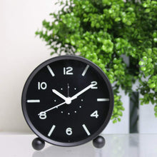 Load image into Gallery viewer, Topkey Alarm Clock Small Cute Silent Table Bedside Round Alarm Clock (Battery Not Included) Black