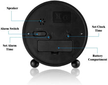 Load image into Gallery viewer, Topkey Alarm Clock Small Cute Silent Table Bedside Round Alarm Clock (Battery Not Included) Black
