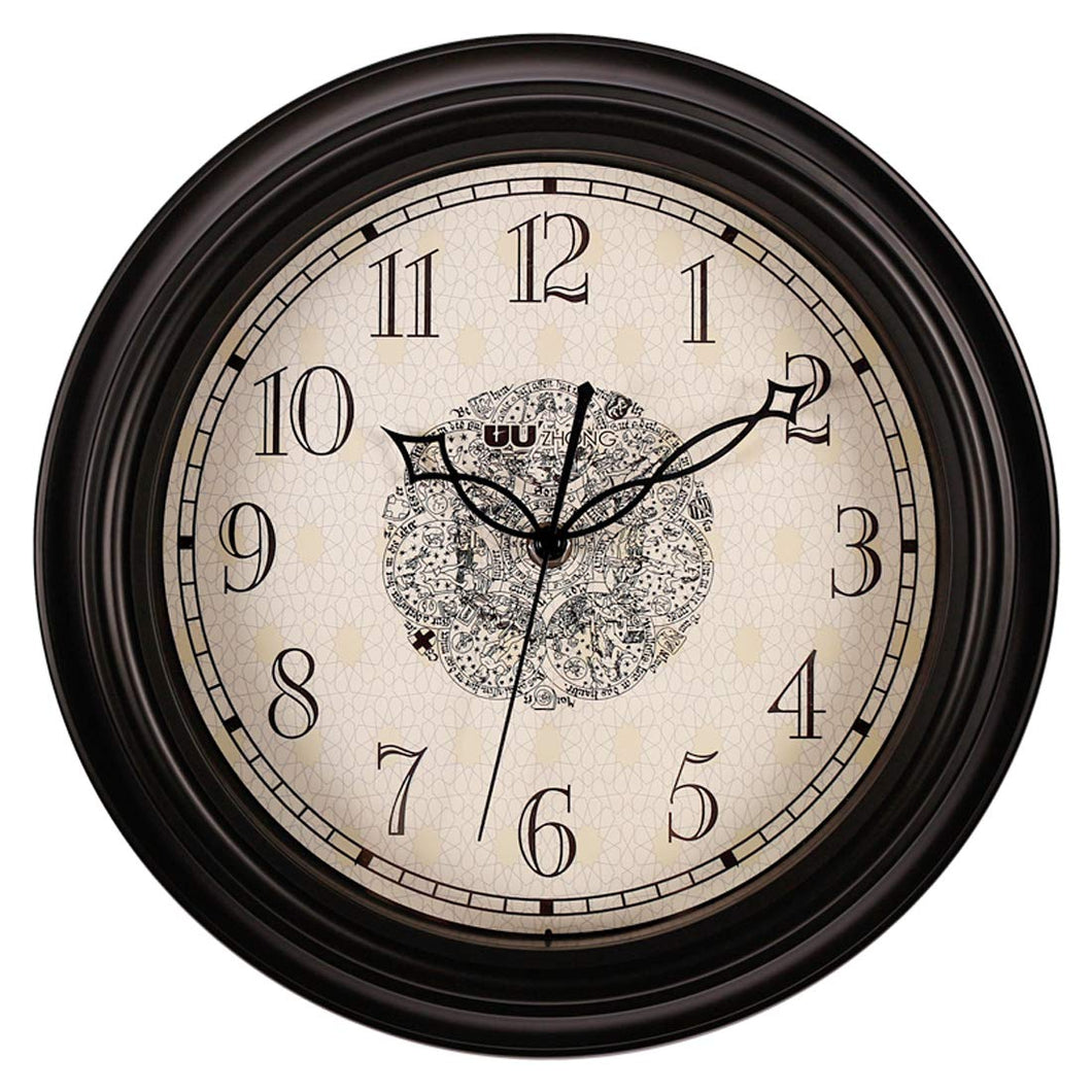 Topkey 12 Inch Wall Clock Silent Non-ticking Vintage Arabic Numerals Wall Clocks for Living Room Kitchen Bedroom Home Office (Battery Not Included) - Black